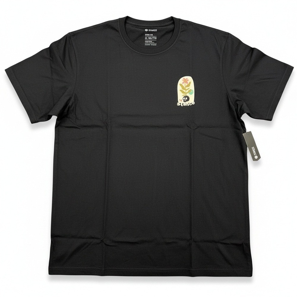 Stance Shirt Mens XXL Crew Tee Black Skull Flower Graphic T Shirt Streetwear - Picture 2 of 5